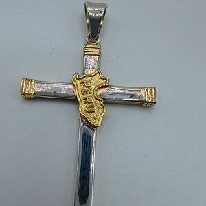 Handmade Slave Cross, 950 Silver, 18K Gold Plated